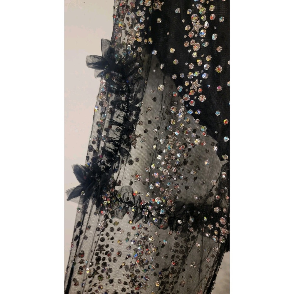 Black Mesh Sparkle Nights Sequin Pants Size 1X Plus Size Club Concert Disco Rave - Picture 7 of 9